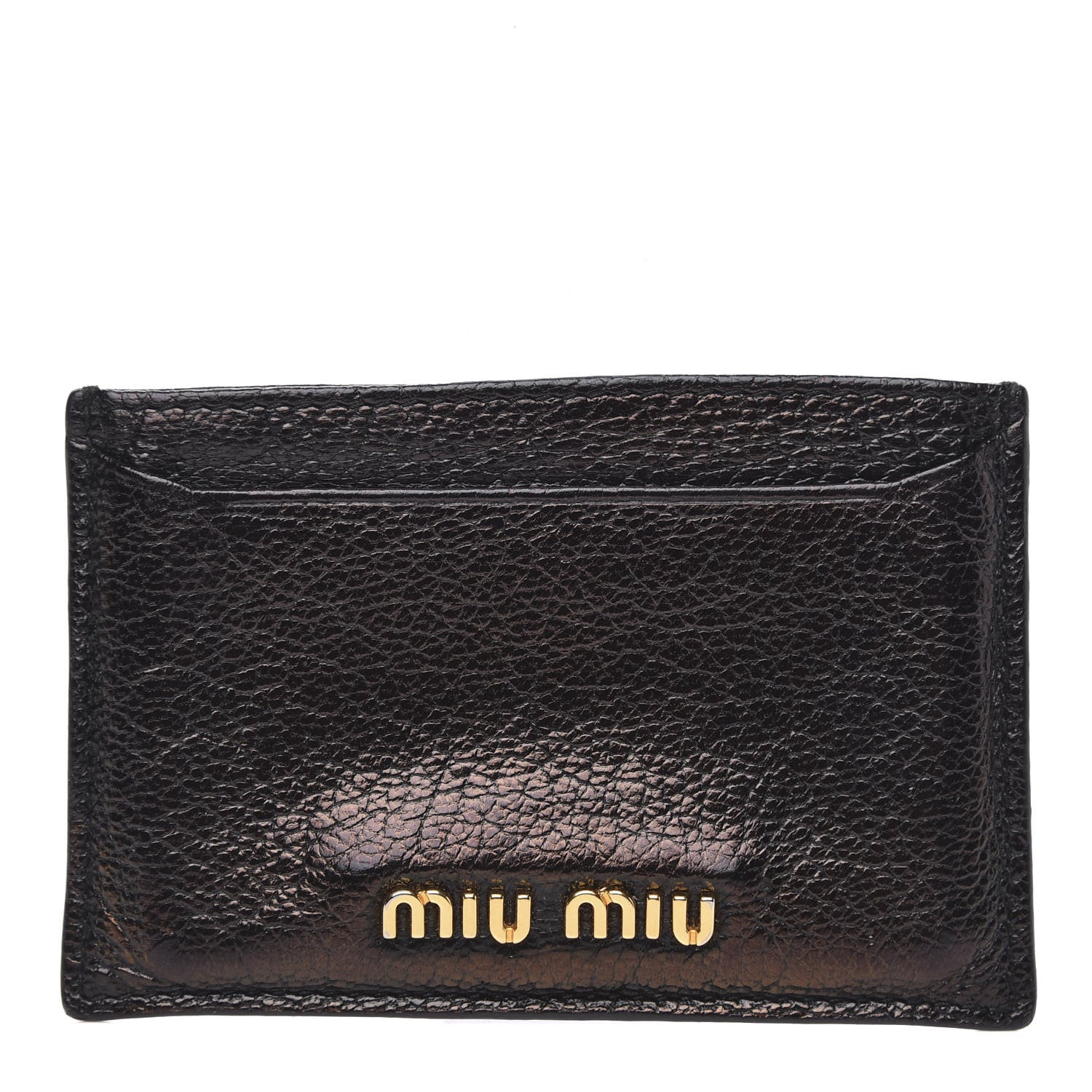 Miu Miu Goatskin Madras Card Case Black 1 of 8