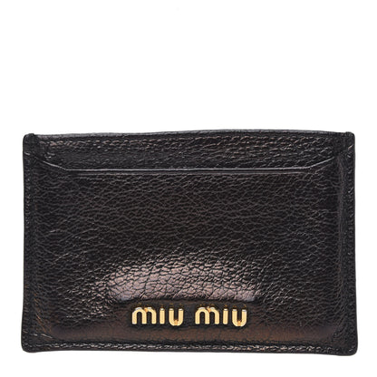 Miu Miu Goatskin Madras Card Case Black 1 of 8