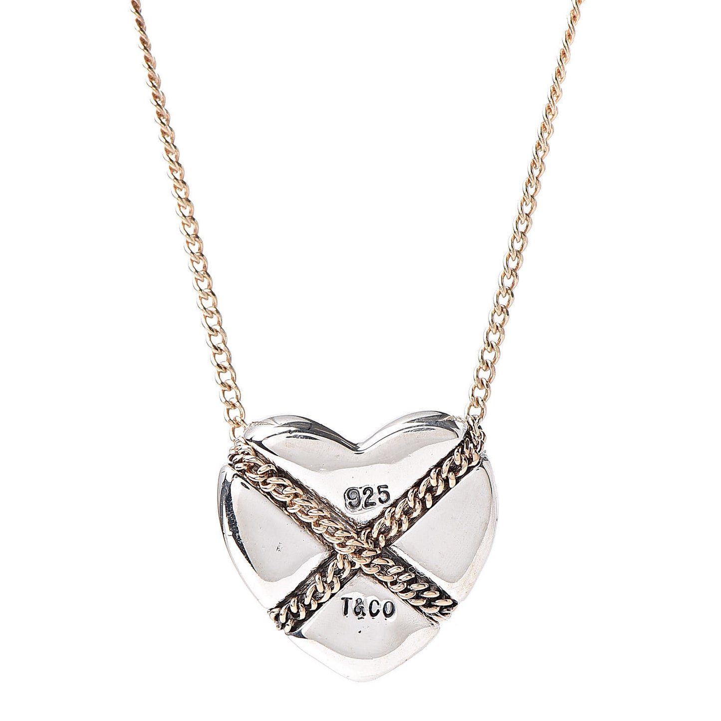 Sterling Silver 18K Yellow Gold Heart Pendant Necklace