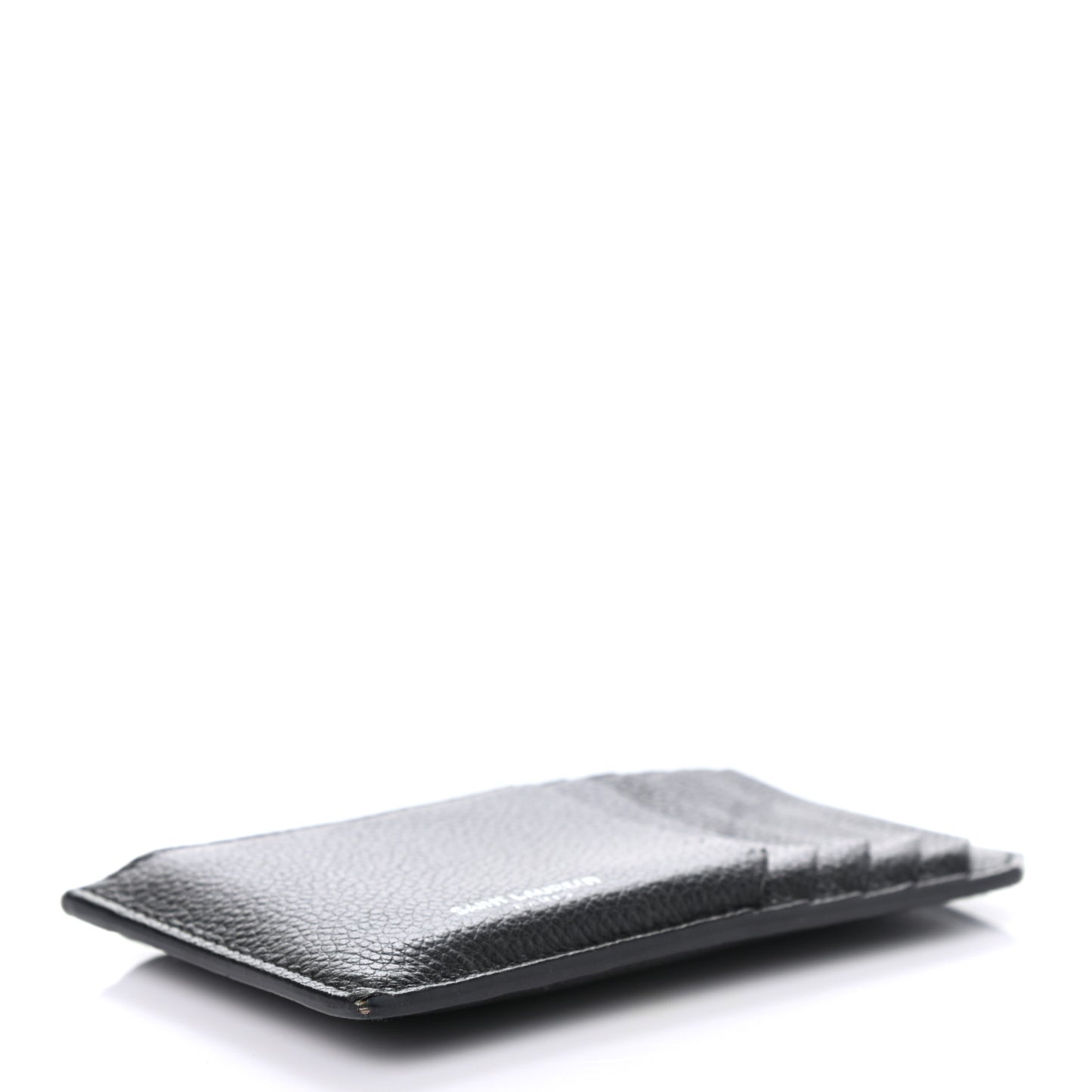 Grained Calfskin 5 Fragments Zip Pouch Card Holder Black