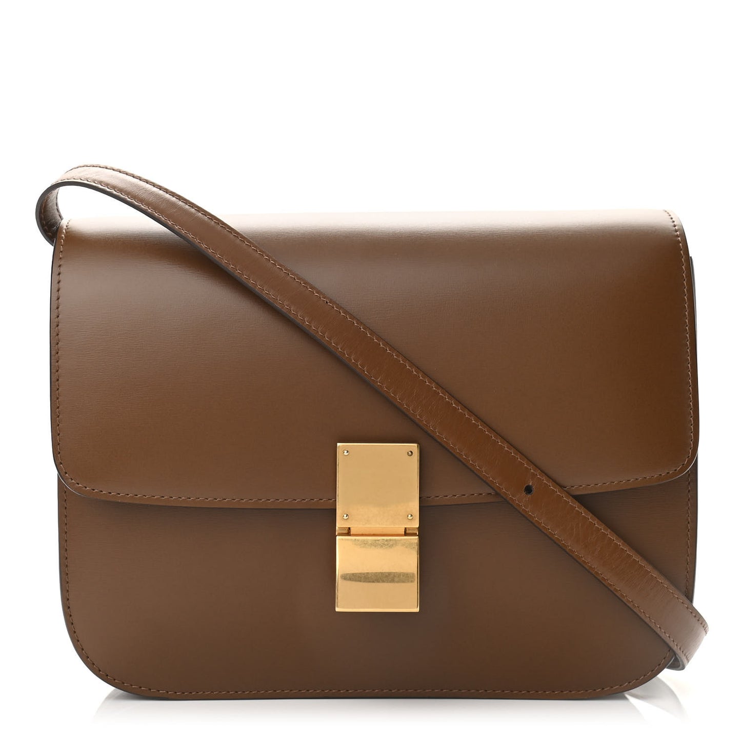 Box Calfskin Medium Classic Box Flap Bag Camel
