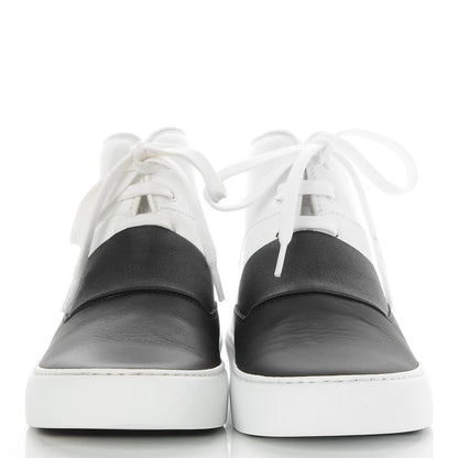 Chanel Calfskin Lace Up Sneakers 35.5 White Black 2 of 8