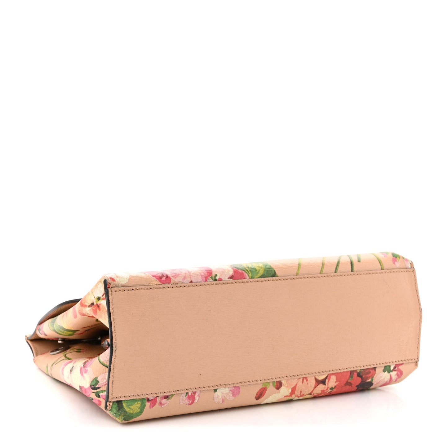 Shangai Calfskin Blooms Print Small Bamboo Daily Top Handle Bag Pink Apricot Multicolor