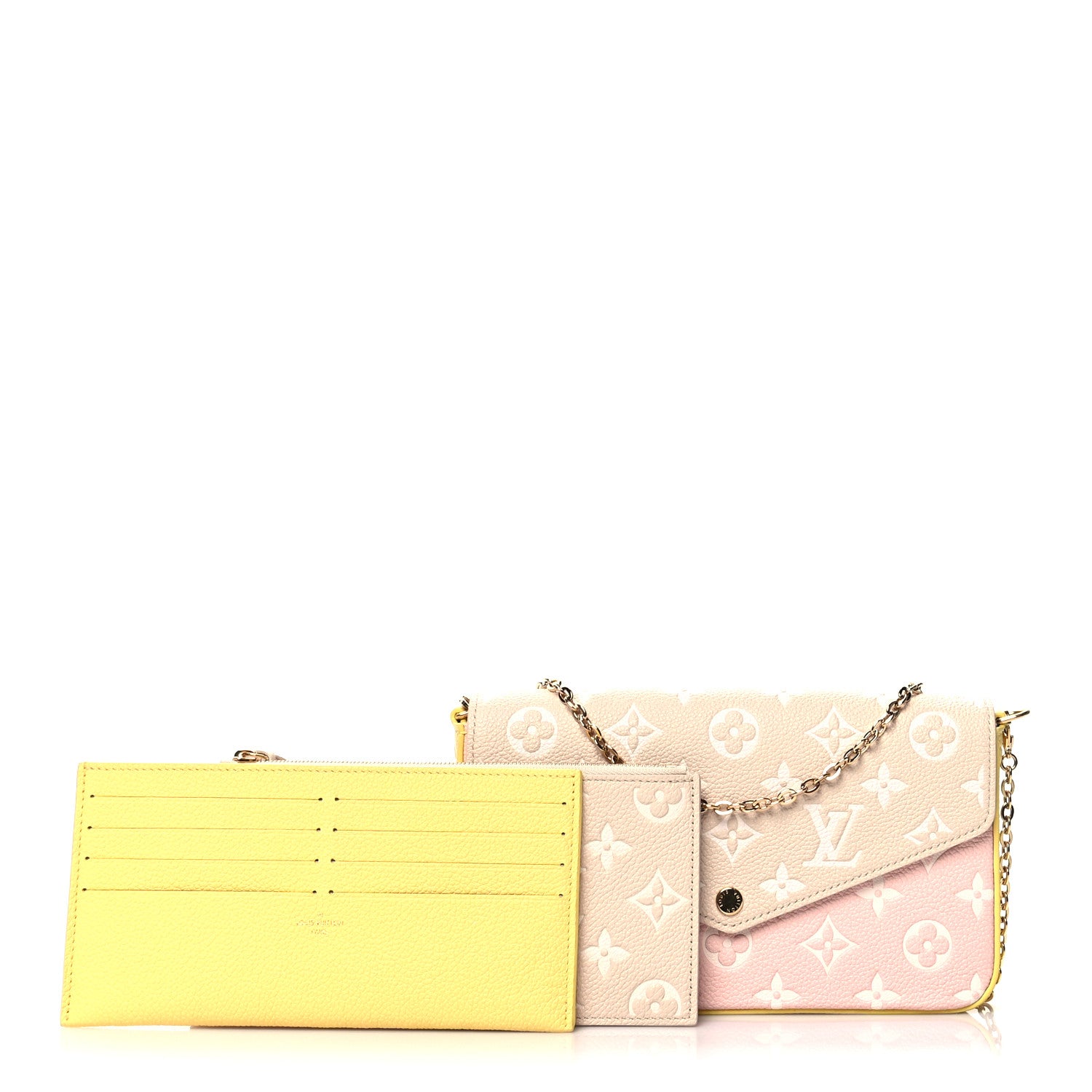 Louis Vuitton Empreinte Spring in the City Felicie Pochette Chain Wallet Pink Beige Yellow 1 of 11