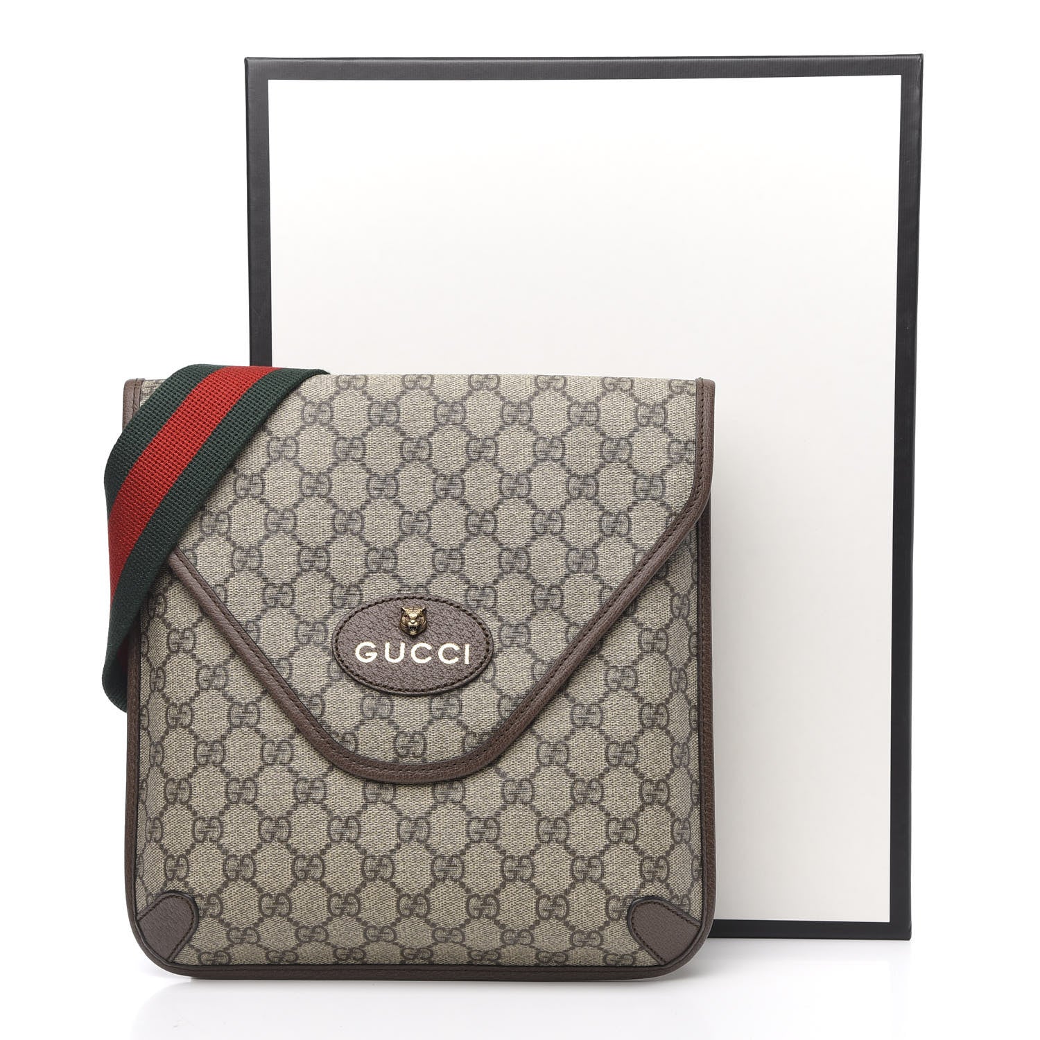 Gucci GG Supreme Monogram Web Medium Neo Vintage Flap Messenger Bag Beige New Acero 11 of 11