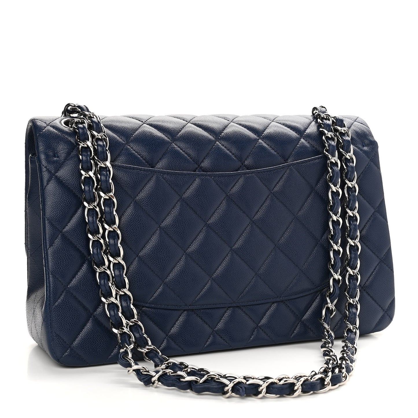 Caviar Quilted Jumbo Double Flap Navy