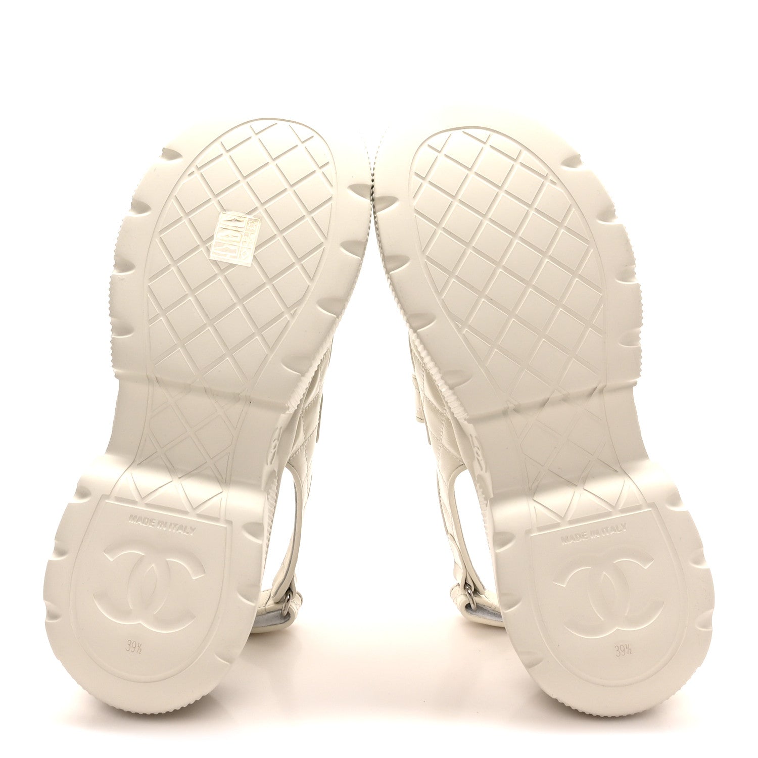 Chanel Shiny Calfskin Chain CC Velcro Dad Platform Sandals 39.5 White 6 of 9