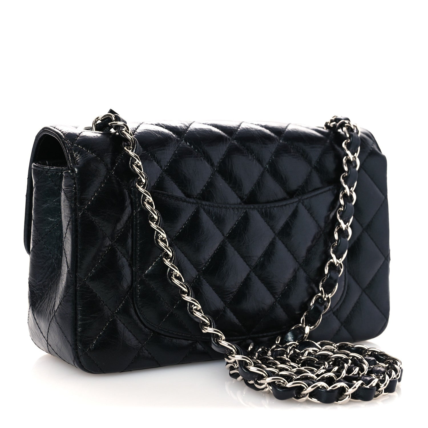 Chanel Metallic Aged Calfskin Quilted Mini Rectangular Flap  Green 3 of 11
