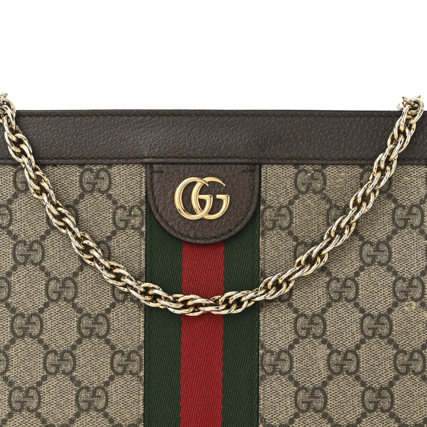 Gucci GG Supreme Monogram Web Medium Ophidia Chain Shoulder Bag Brown 8 of 12