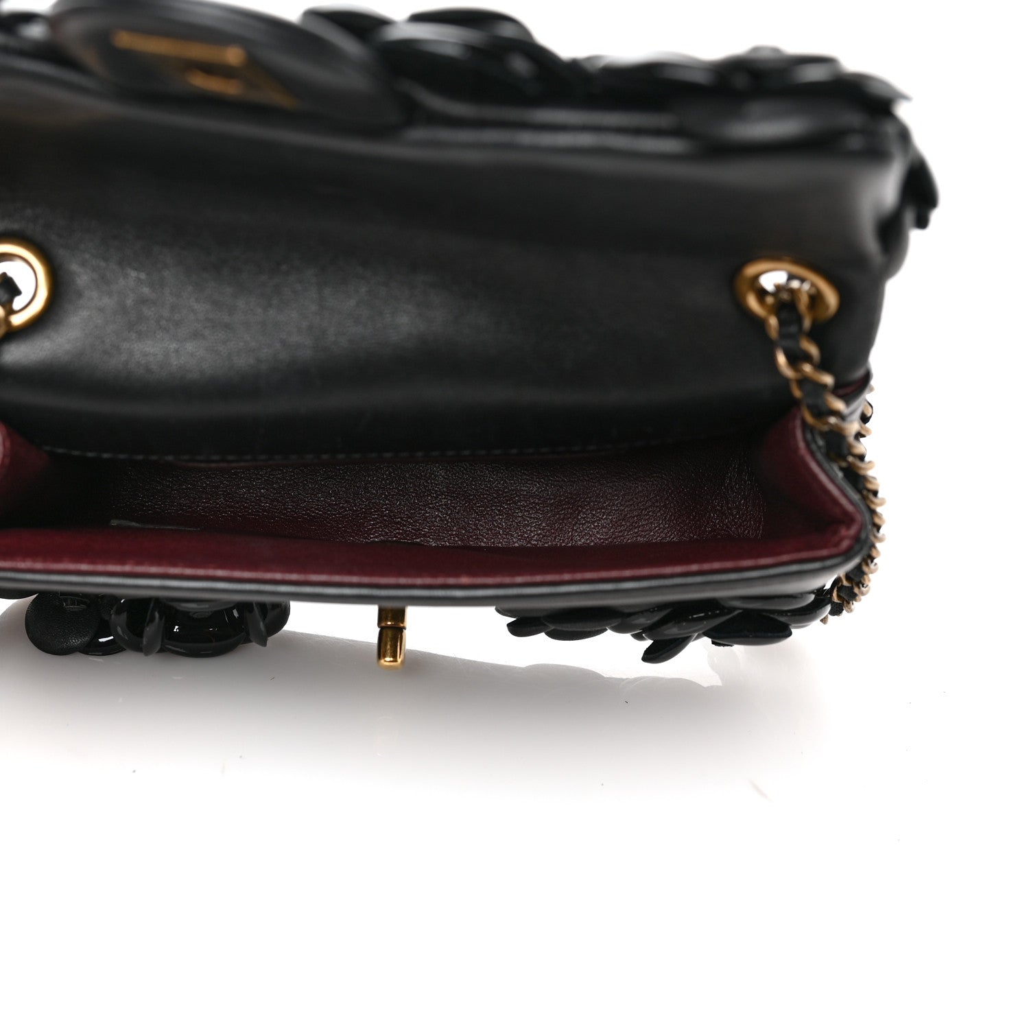 Chanel Lambskin Patent Mini Camellia Flap Black 4 of 9
