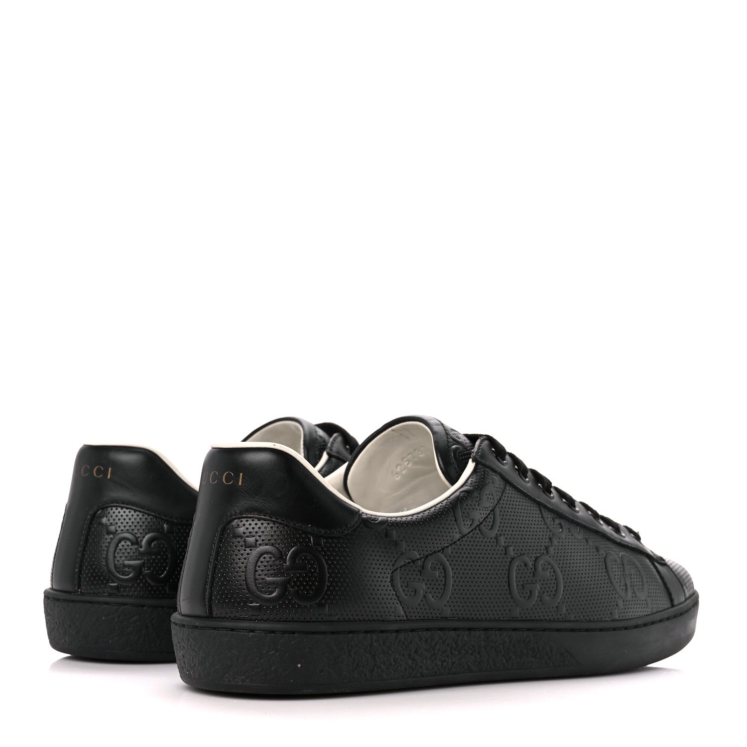 Gucci Calfskin GG Tennis Embossed Mens Ace Sneakers 9 Black 4 of 9