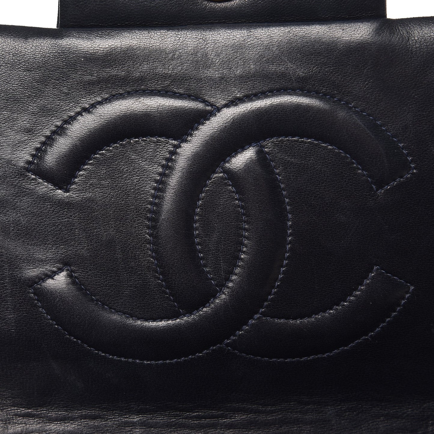 Lambskin Quilted XL Jumbo Single Flap Navy
