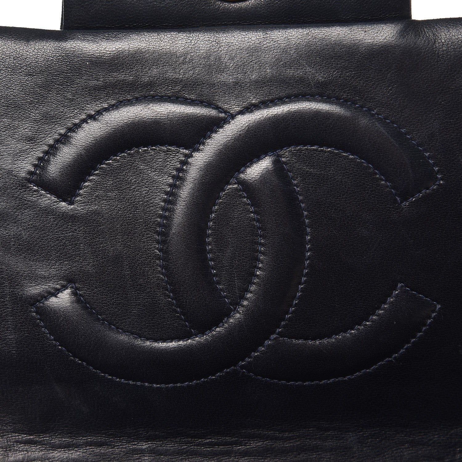 Chanel Lambskin Quilted XL Jumbo Single Flap Navy 8 of 9