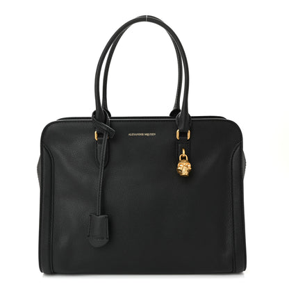 Alexander McQueen Pebbled Calfskin Large Skull Padlock Zip Around Tote Black 1 of 10
