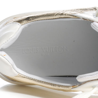 Louis Vuitton Calfskin Embossed Monogram Street Children Kid's Sneakers 30 US 12.5 Gold White 6 of 8