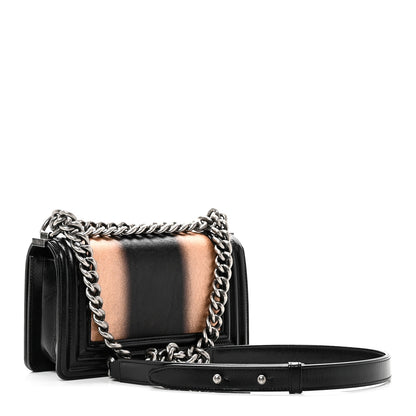 Chanel Metallic Glazed Calfskin Small Boy Flap Black Gold 3 of 11