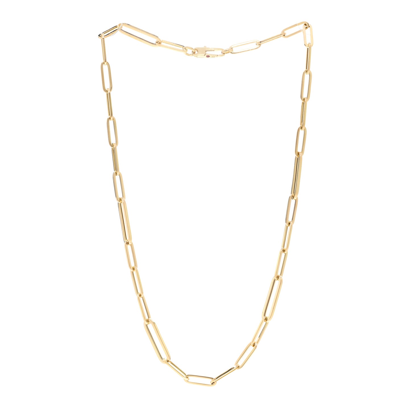 18K Yellow Gold Paper Clip Link Necklace 18"