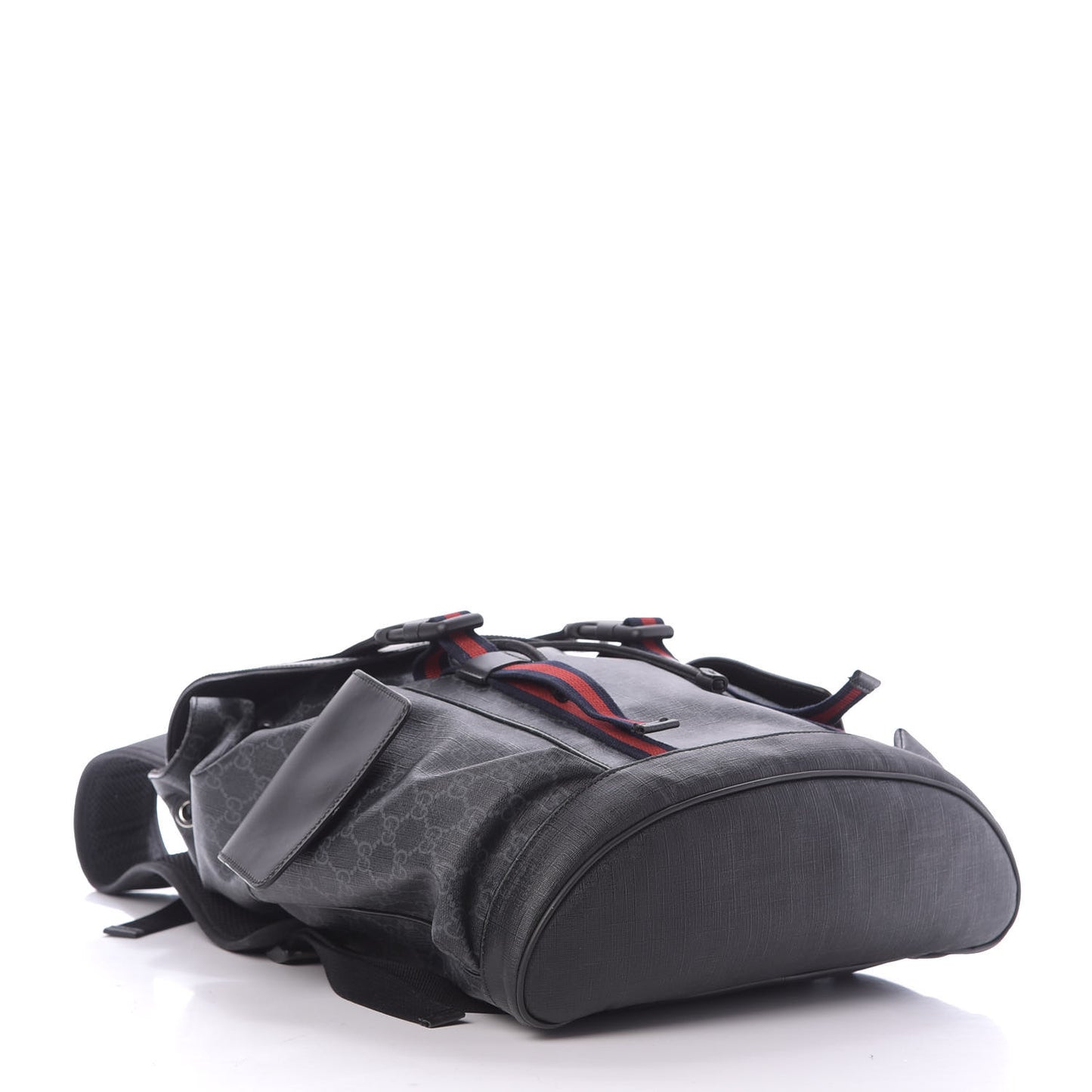 Soft GG Supreme Monogram Appia Calfskin Web Double Buckle Backpack Black