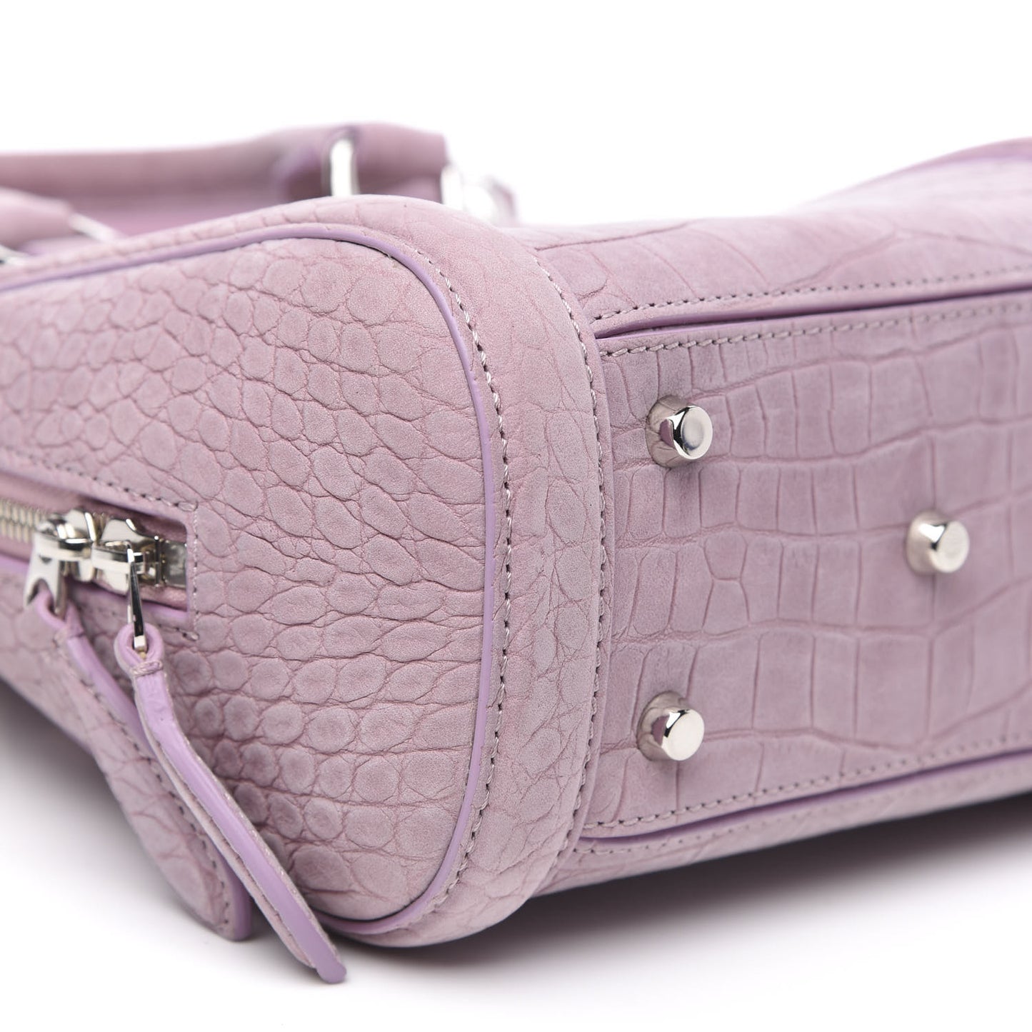 Crocodile Embossed Nubuck Mini Heroine Shoulder Bag Lilac
