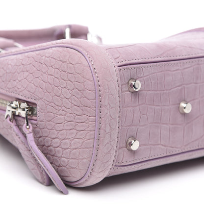 Alexander McQueen Crocodile Embossed Nubuck Mini Heroine Shoulder Bag Lilac 8 of 9