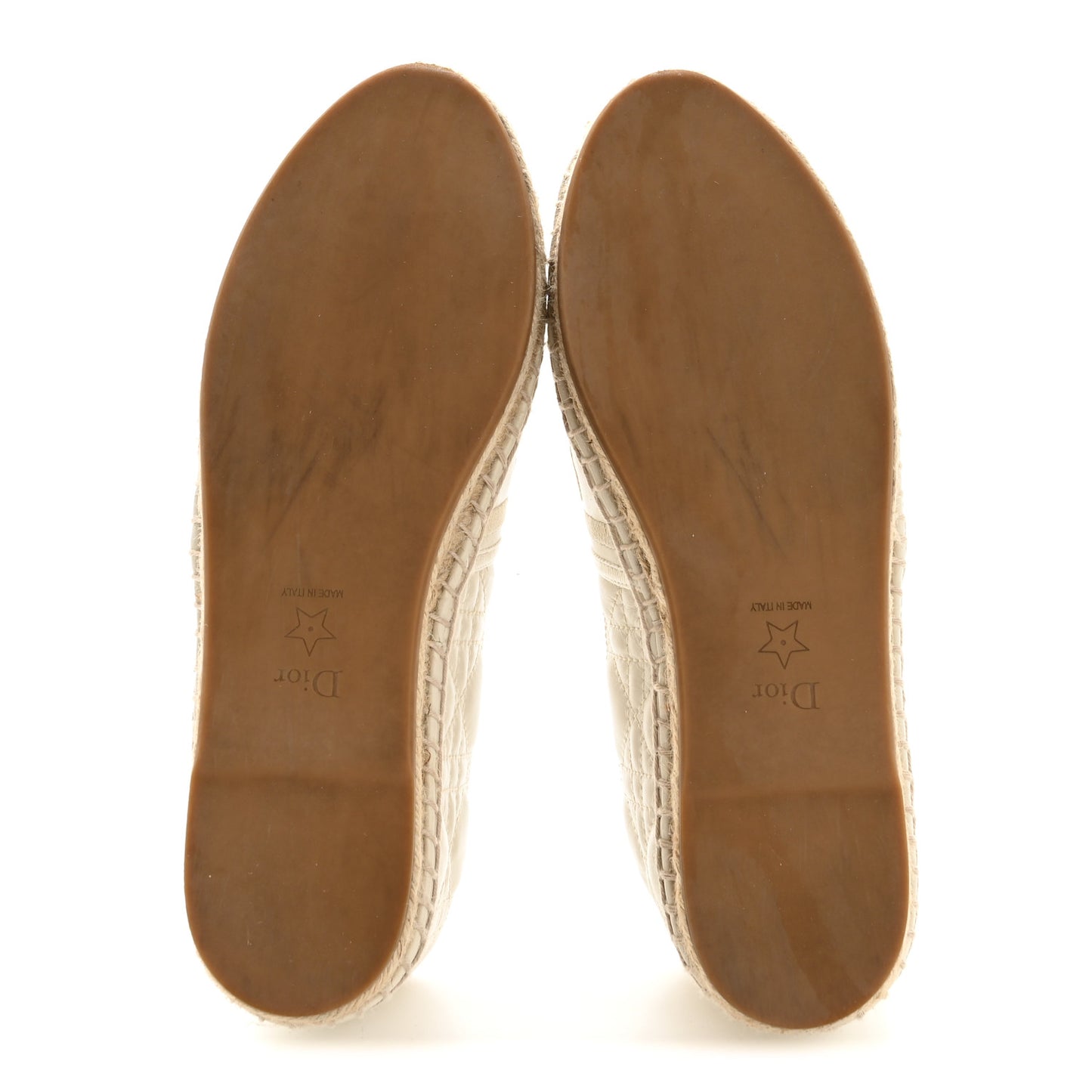 Calfskin Cannage Granville Espadrilles 38.5 Off White