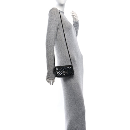 Gucci Patent Lambskin Enamel Matelasse Monochrome Super Mini GG Marmont Shoulder Bag Black 2 of 10