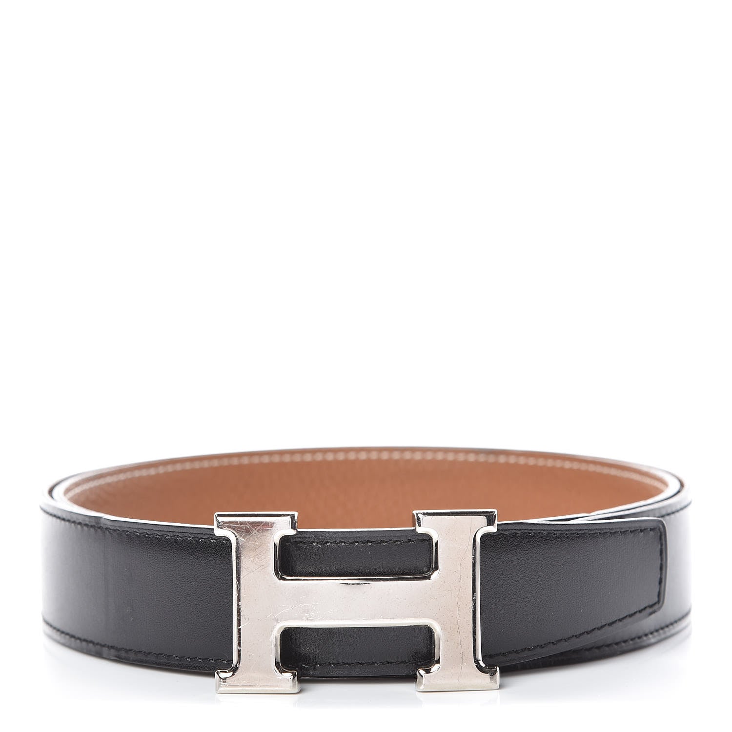 Hermes Box Togo 32mm H Belt 85 Black Gold 1 of 7