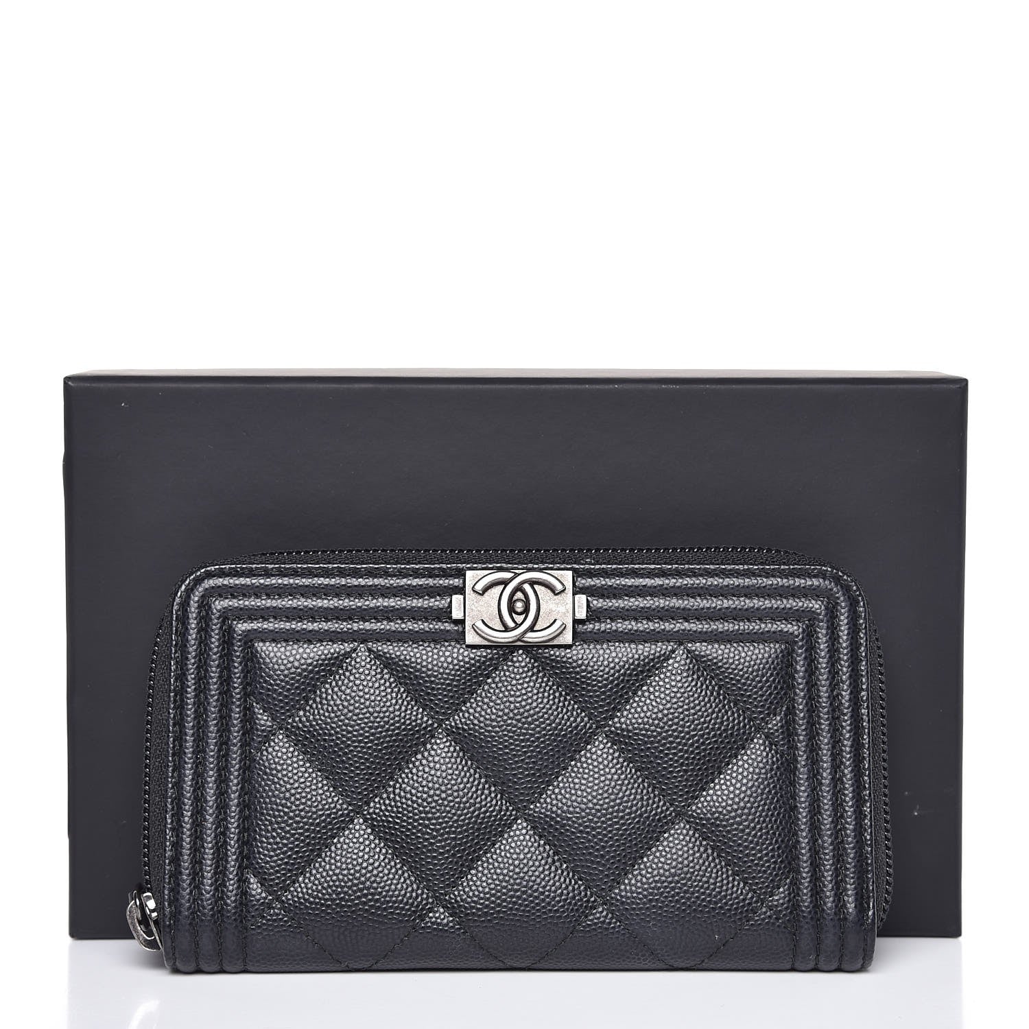 Chanel Caviar Quilted Small Boy Zip Around Wallet Black 9 of 9
