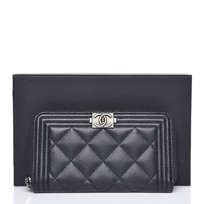 Chanel Caviar Quilted Small Boy Zip Around Wallet Black 9 of 9
