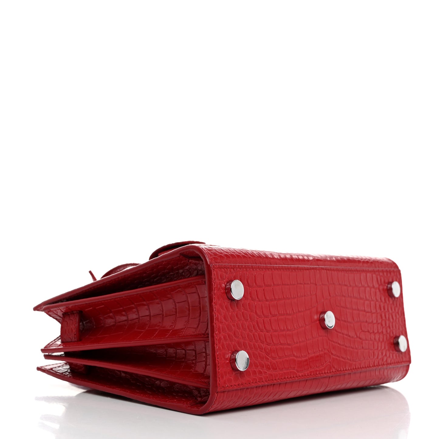 Calfskin Crocodile Embossed Nano Sac De Jour Red