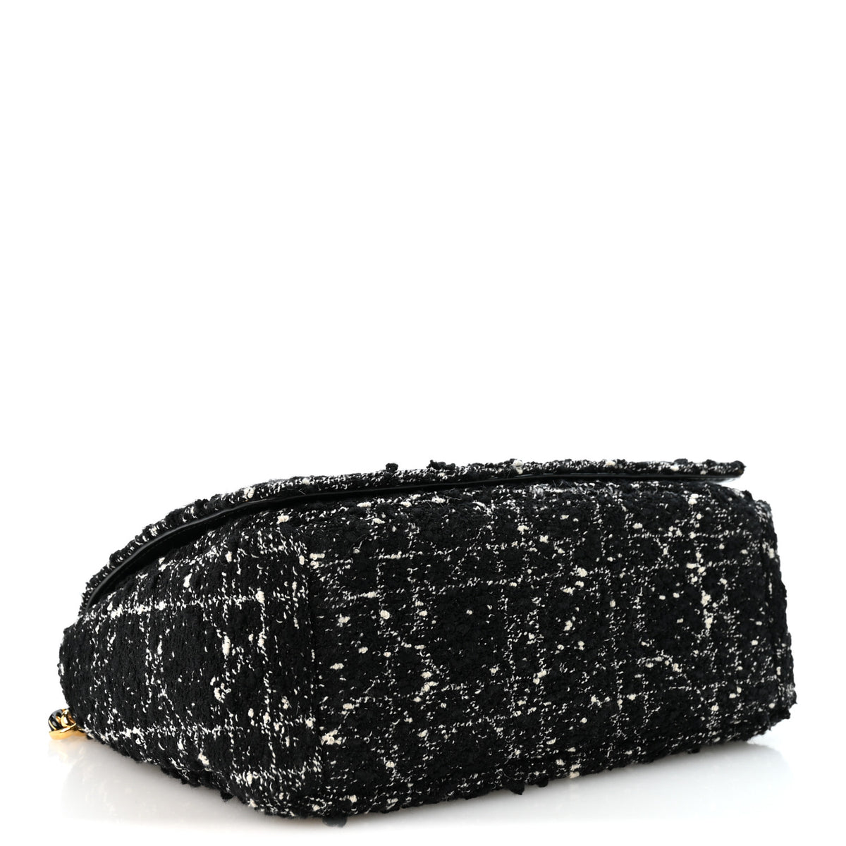 Calfskin Tweed Embroidered Cannage Medium Caro Bag Black White