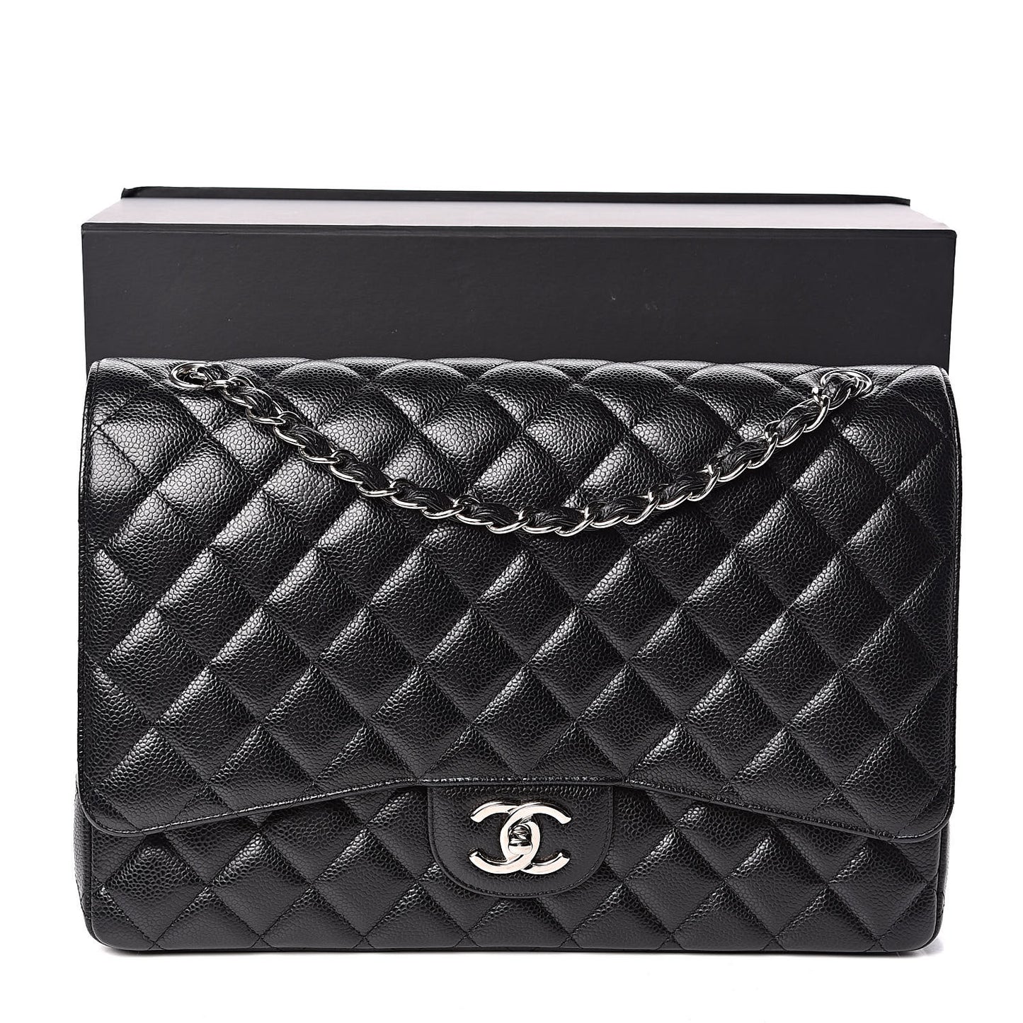 Caviar Quilted Maxi Double Flap Black