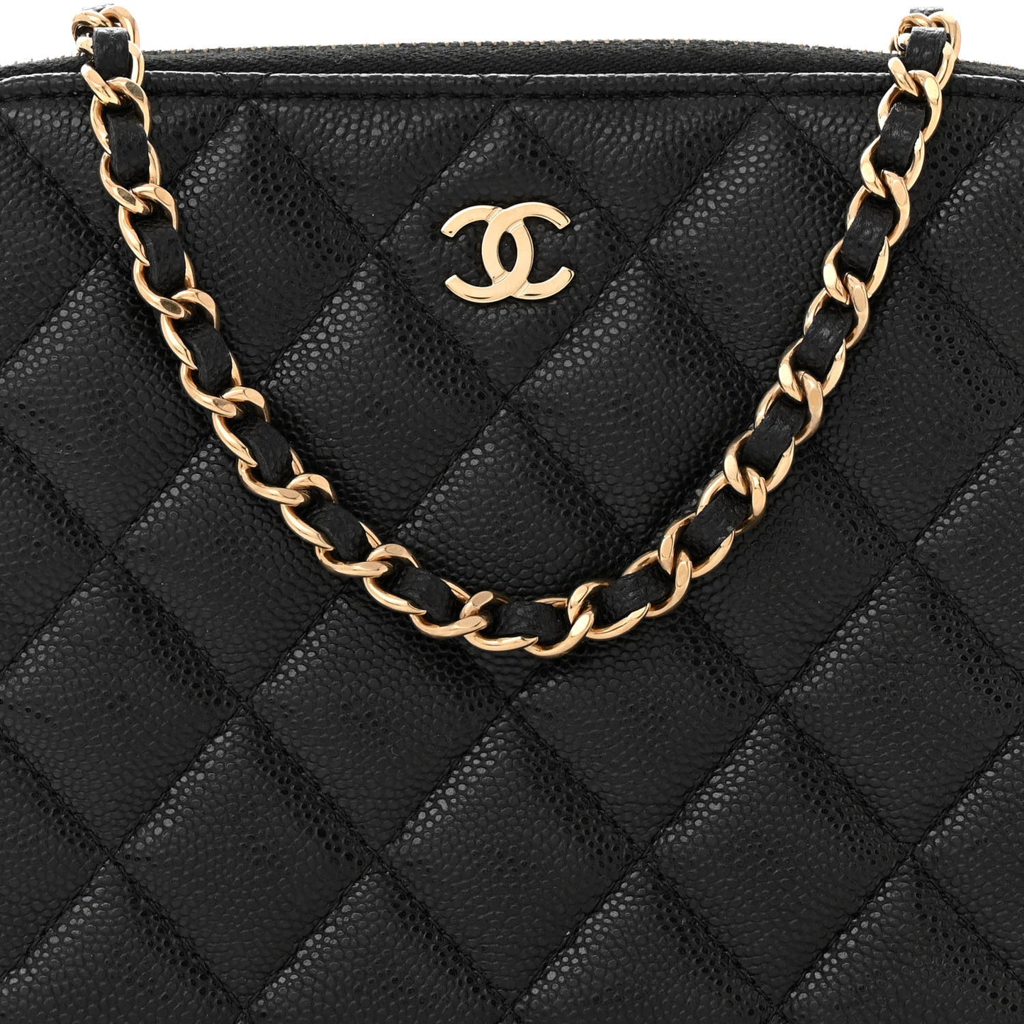 Caviar Quilted Classic Clutch with Chain Black