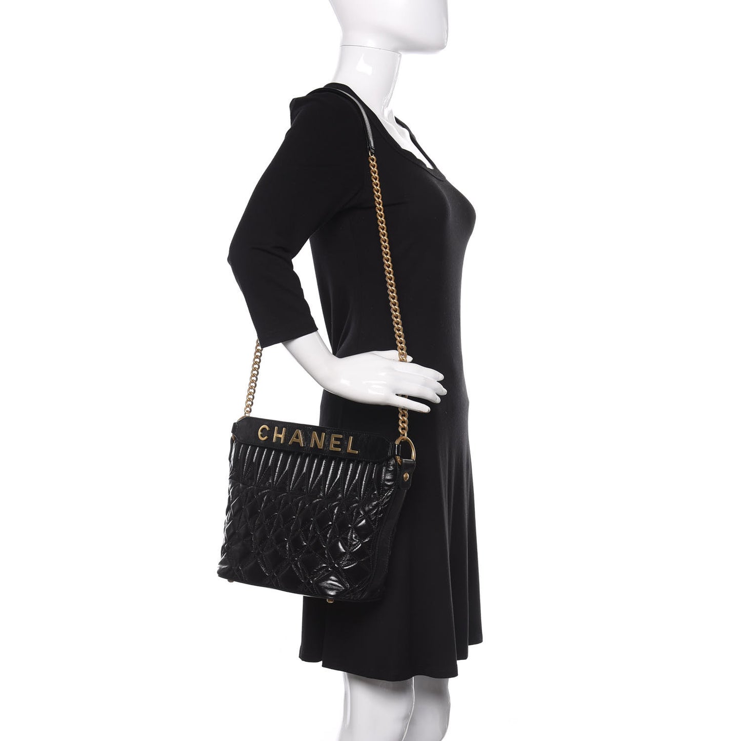 Glazed Calfskin Quilted State Of The Art Hobo Black