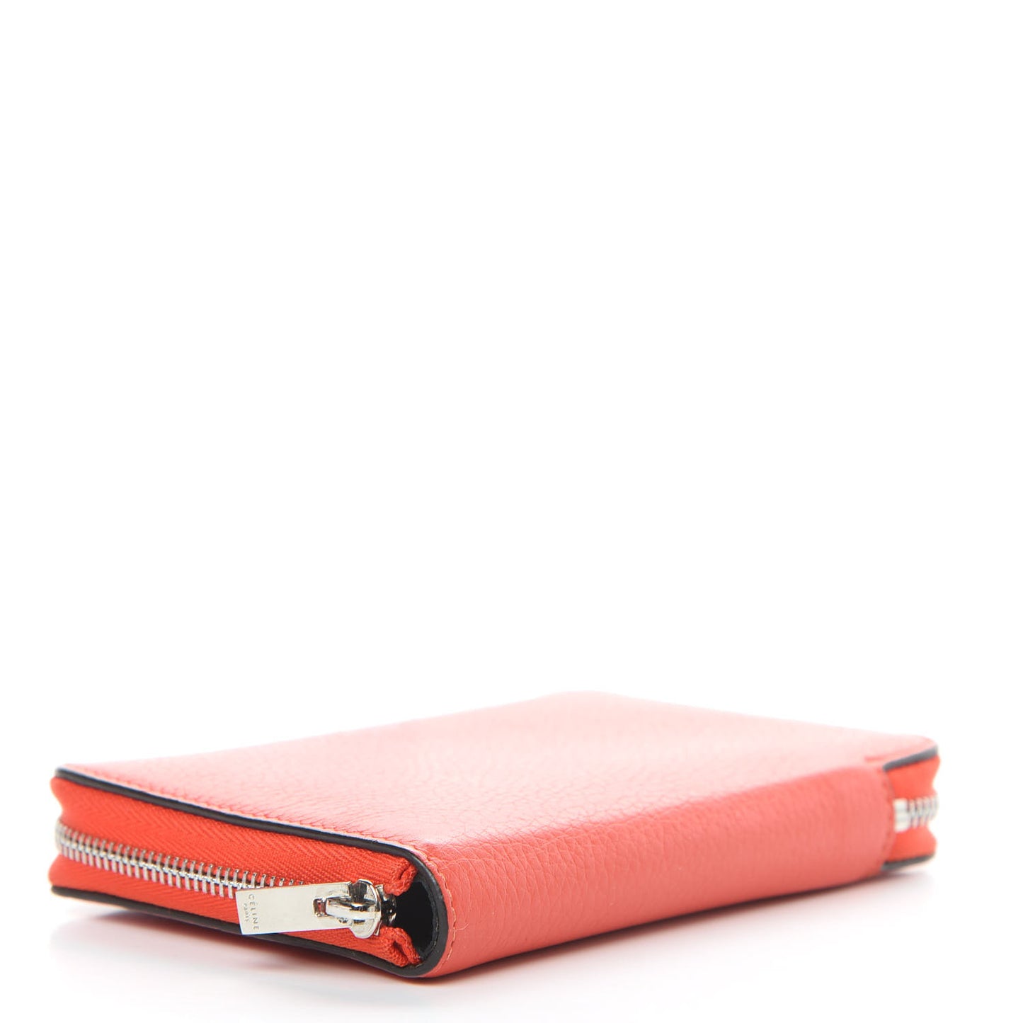 Drummed Calfskin Zip Around Multifunction Wallet Coral