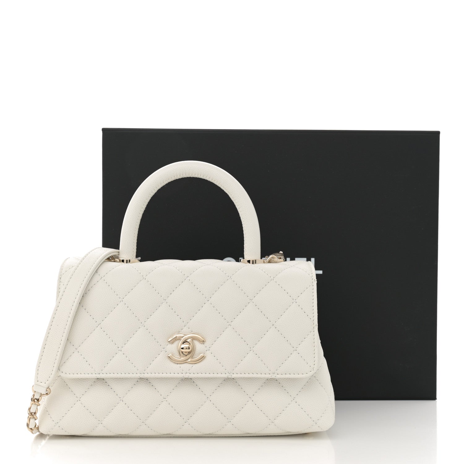 Chanel Caviar Quilted Mini Coco Handle Flap White 12 of 12