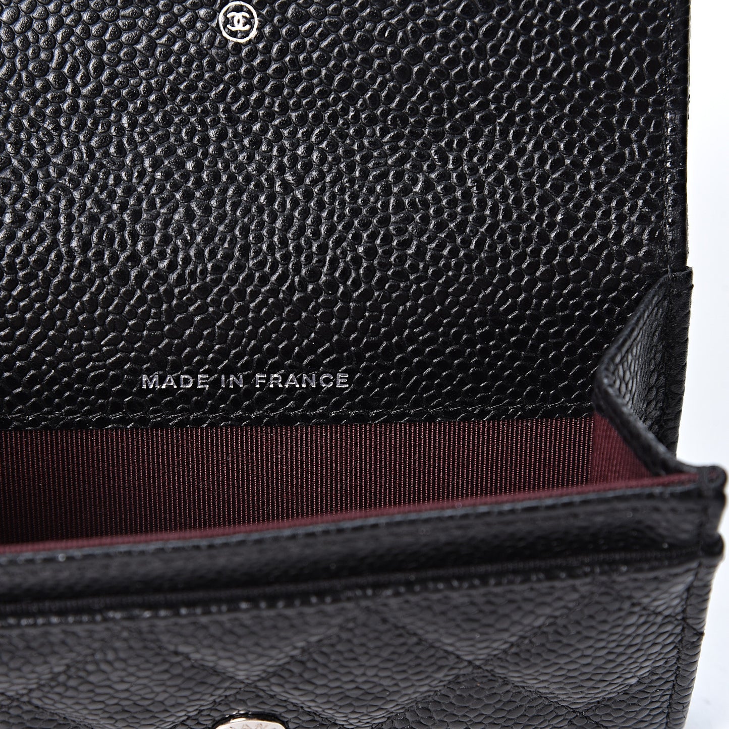 Caviar Quilted Flap Card Holder Wallet Black
