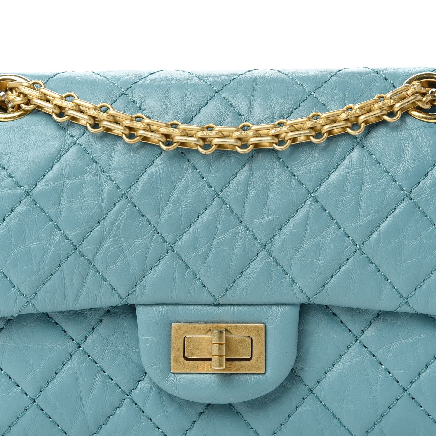 Aged Calfskin Quilted 2.55 Reissue Mini Flap Blue