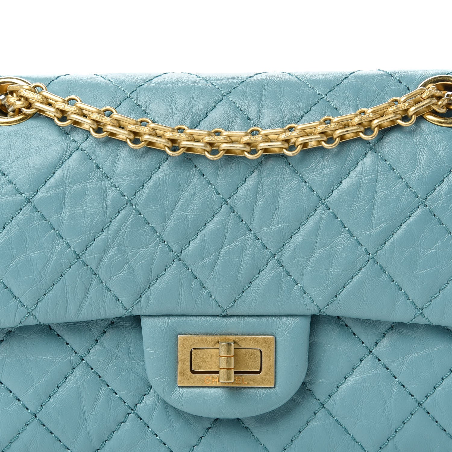 Chanel Aged Calfskin Quilted 2.55 Reissue Mini Flap Blue 10 of 12