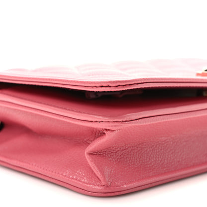 Chanel Caviar Quilted Boy Wallet On Chain WOC Pink 9 of 11