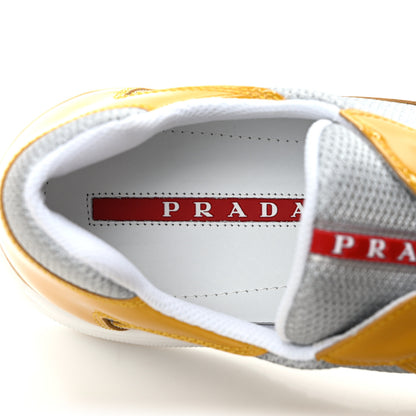 Prada Patent America's Cup Patchwork Sneakers 9 Gold Silver 8 of 10