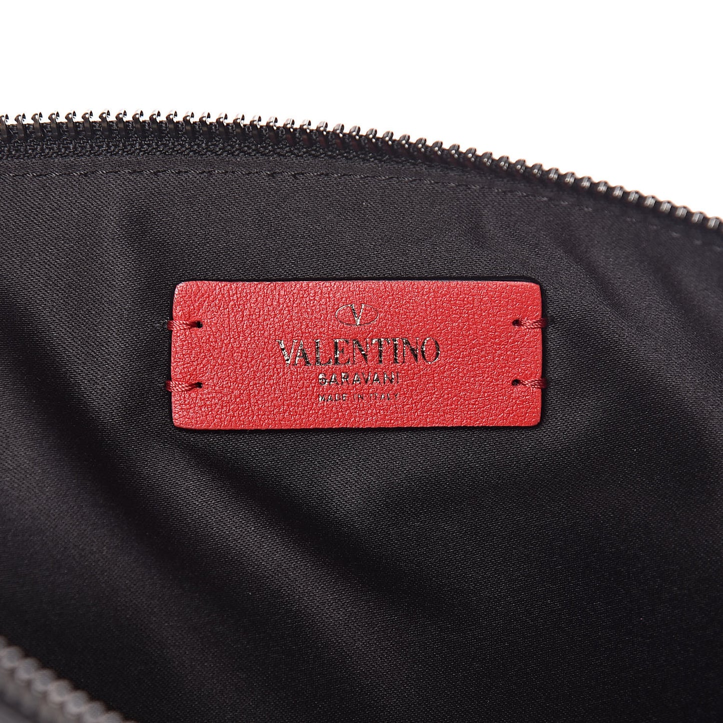 Calfskin VRing Clutch Pouch Black