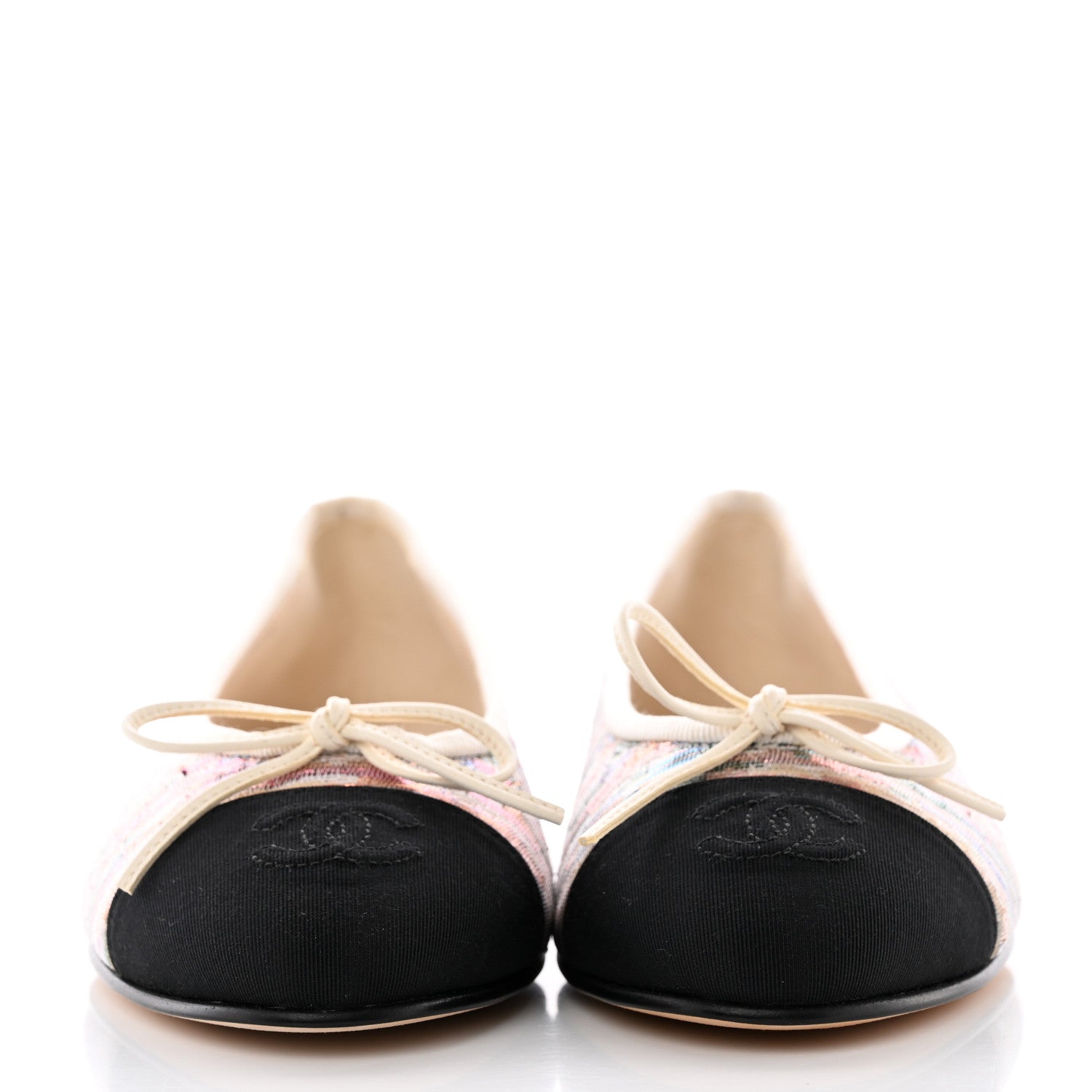 Chanel Tweed Grosgrain Cap Toe Ballerina Flats 36 Iridescent Multicolor 2 of 18