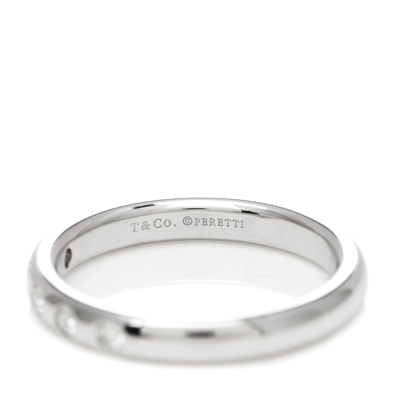 Tiffany Platinum Diamond Elsa Peretti Stacking Band Ring 50 5.5 4 of 5