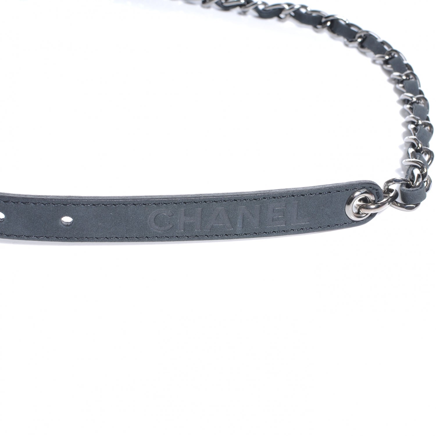 Chanel Leather Silver Chain Link Belt Navy 3 of 5