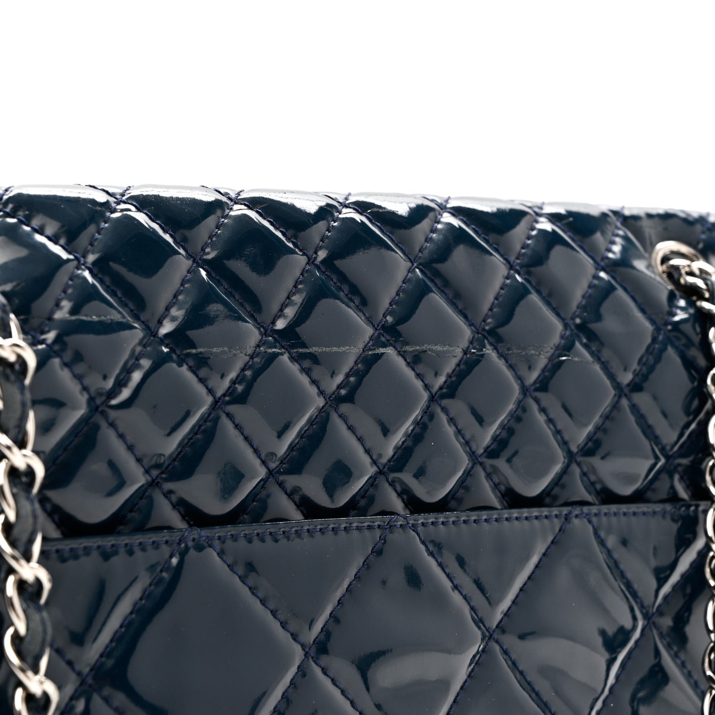 Vinyl Quilted In the Business Flap Bag Navy Blue
