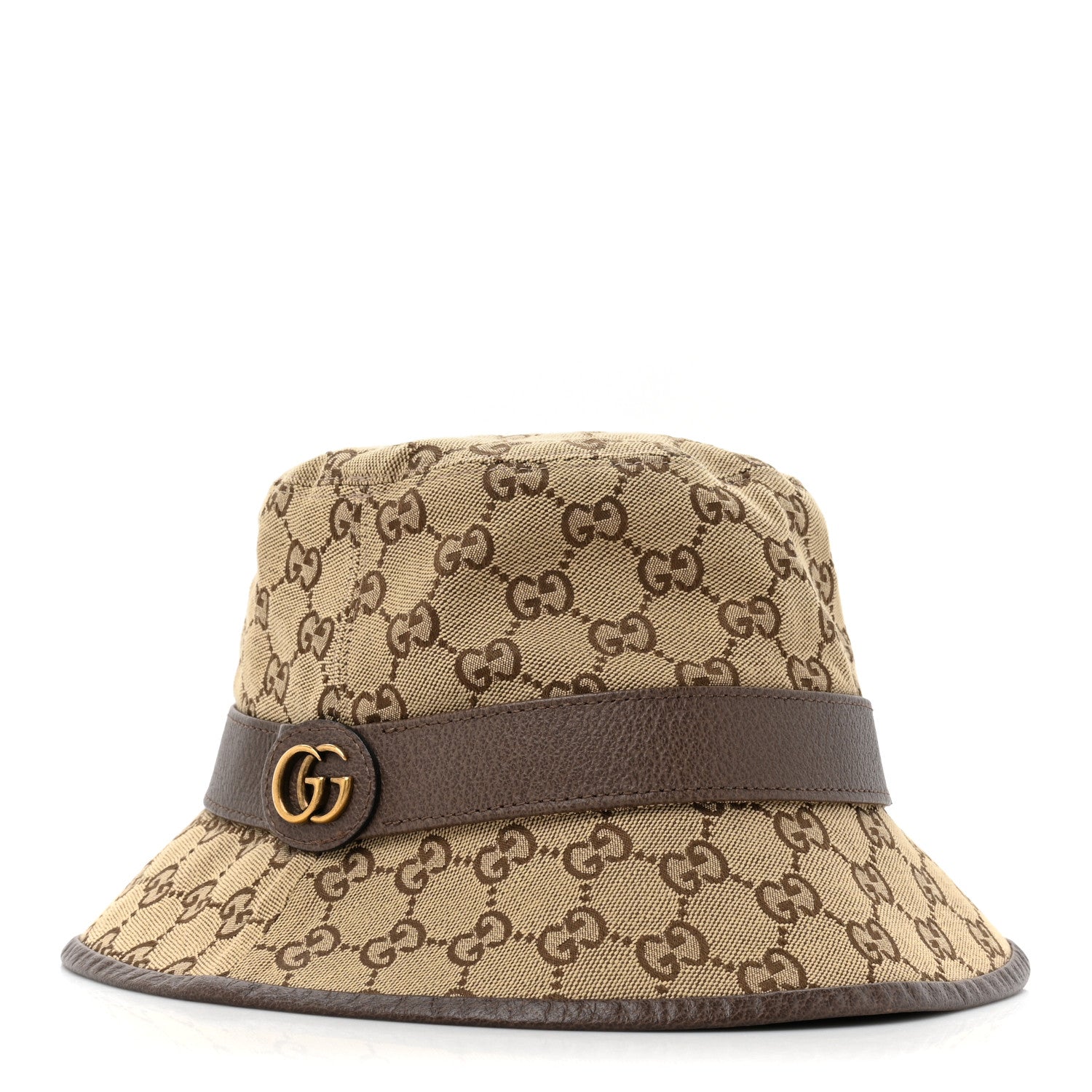 Gucci Monogram Textured Dollar Calfskin GG Jago Bucket Hat L Cacao Beige 1 of 9