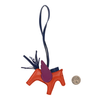 Hermes Milo Lambskin Grigri Rodeo Pegase Horse Bag Charm PM Cornaline Bleu Saphir Anemone 2 of 5