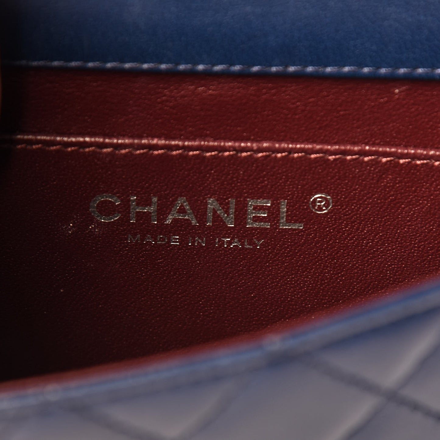 Lambskin Quilted Mini Crossing Times Flap Blue