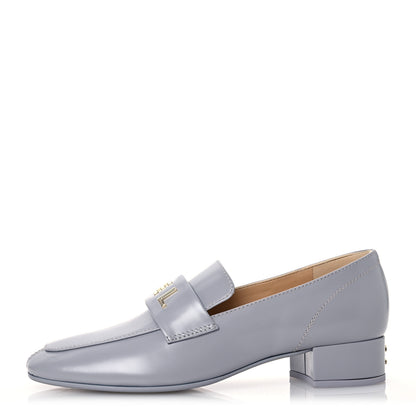Chanel Shiny Calfskin Logo Loafers 37 Light Grey 1 of 11